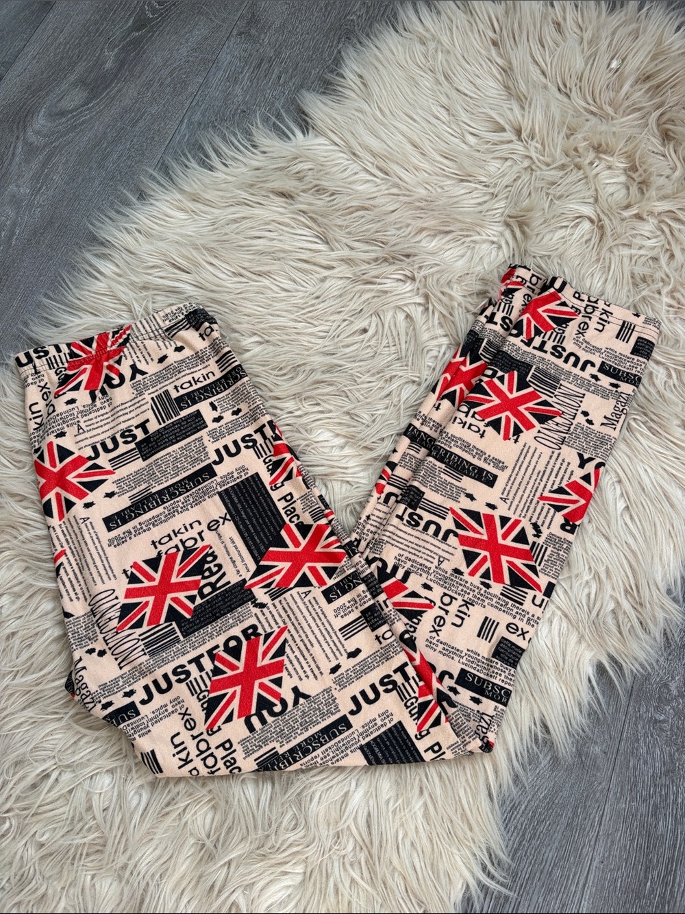 RiV. Branded Union Jack Print Leggings - Red, Black & Cream